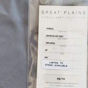 Holly Hunt Great Plains Wool Hobnail Panel 54x98 Gray Upholstery Fabric
